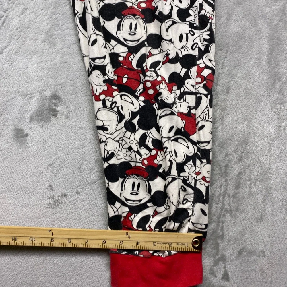 Disney Minnie Mouse All Over Print Hooded Pajama Onesie‎ Sleepwear Red Trim Sz M - Picture 9 of 11